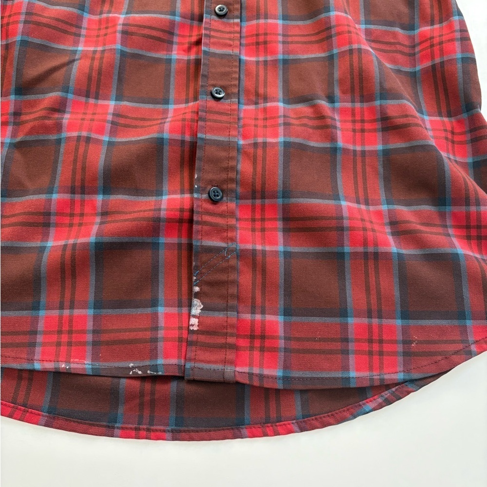 Mountain Hardwear Red Blue Plaid Button Up Long Sleeve Size Medium *Flaw - Picture 8 of 8